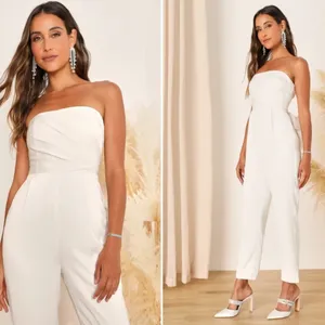LULU's Wedding Bridal Shower Bachelorette HOneymoon Chic Satin Jumpsuit Pantsuit thumbnail 4