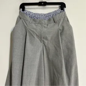 Anthropologie Maeve Boxer Detail Pleated Trouser Wide Leg Pants Grey Small thumbnail 4
