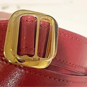 Chloé Medium Red Leather Gold Buckle Made‎ in Italy Bracelet Jewelry thumbnail 3