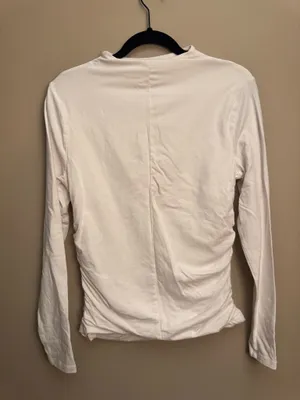 Long-Sleeve Cotton-Blend Seamless Fabric Mockneck thumbnail 3