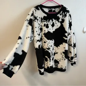 Black and White Cow Patterned Sweater thumbnail 1