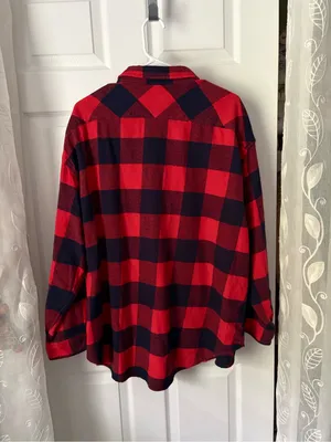 Aerie Buffalo Plaid Flannel Button-Up oversized boyfriend l Shirt women sz XL thumbnail 7