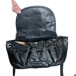 Black Leather‎ Brown White Cowhide Boho Purse Mondrina Handbag Western Cowgirl thumbnail 3