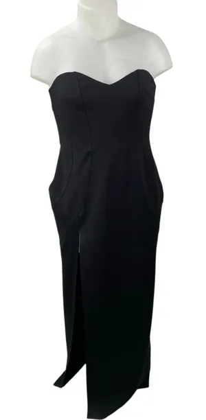 NEW Showpo Oriella Panelled Thigh Split Strapless Bandeau Maxi Bodycon Dress 14 thumbnail 1