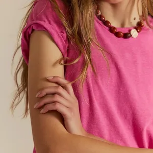 WE THE FREE PEOPLE Cassidy Hot Pink Short Sleeve Basic Relaxed Boxy Fit T Shirt thumbnail 2