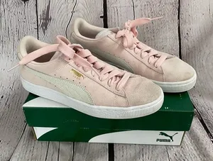 MOVING SALE! Blush pink and cream Puma suede classic sneakers! thumbnail 1
