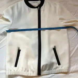Tahari White Bomber Jacket Asymmetric Zip Fully Lined Sz 4 thumbnail 10
