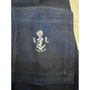 VTG Lauren Ralph Lauren Old Money Marine Ribbed Knit Cotton Maxi Dress Navy S thumbnail 6