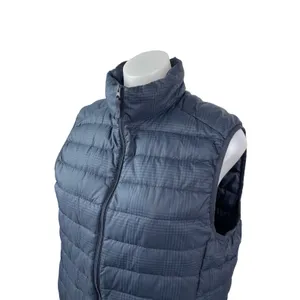 Uniqlo Ultra Light Houndstooth Women's Blue Full Zip Puffer Vest Jacket Size S thumbnail 3