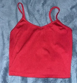 4 for $15 SALE - red crop top ribbed thumbnail 1