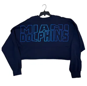NWOT M NFL Miami Dolphins Football Fanatics Women's Cropped Crewneck Shirt thumbnail 4