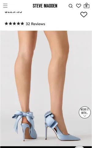 Steve Madden Teacup Blue Satin Bow Heels thumbnail 2
