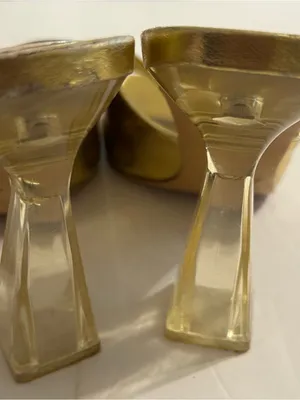 Zara Metallic Gold Slip-On Block Heel Mules thumbnail 6