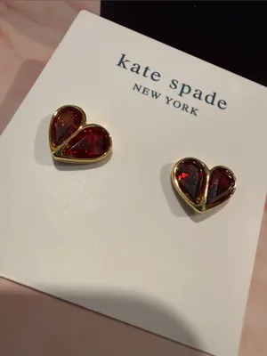 kate spade |♠️| Gold Plated Red Heart Necklace & Studs Earrings Set thumbnail 2