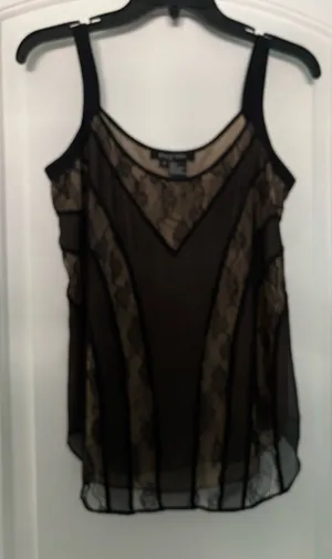 Etcetera Black and beige lace cami thumbnail 1
