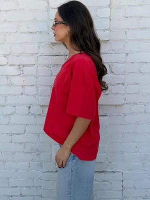 Vtg fresh produce 90s Red floral graphic tee Sz XL #retro #grandmacore #hippie -small stain on the front thumbnail 3