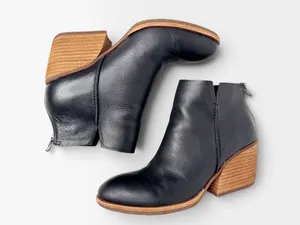 Kork-Ease Chandra Size 6.5M Black Leather Stacked Heel Booties thumbnail 5