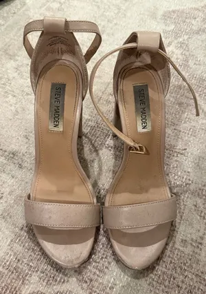 Steve Madden Beige/Taupe Ankle-Strap Block Heel Sandals thumbnail 1