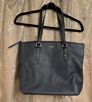 Kate Spade New York Larchmont Avenue Leather Penny Large Tote Color Black Used thumbnail 1