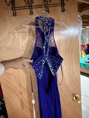 Deep Purple floor length prom dress with leg slit thumbnail 3