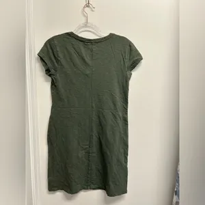 Gap Olive Green V-Neck T-Shirt Dress thumbnail 3