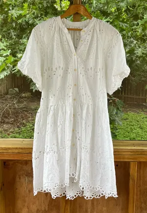 Anthropologie Women's Tallulah Lace Eyelet Dress White Size SP thumbnail 1