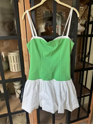 Show me your Mumu mini dress contract tiffany skort hemline contrast corset thumbnail 2