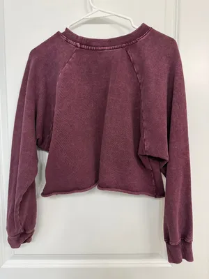 JoyLab Burgundy Acid-Wash Cropped Sweatshirt Women’s M thumbnail 6