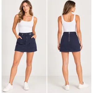 Pilcro Anthropologie Sz 6 Navy Paperbag Mini Skirt Belted Pockets Patch Pockets thumbnail 2
