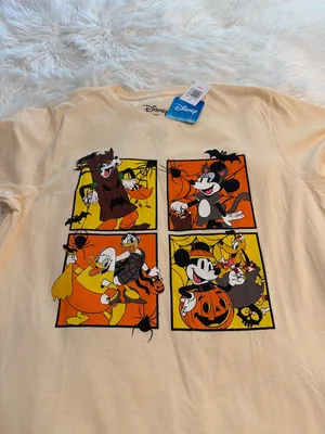 Disney Women Halloween Graphic Tee - Cream with Orange & Black Art size L new thumbnail 8