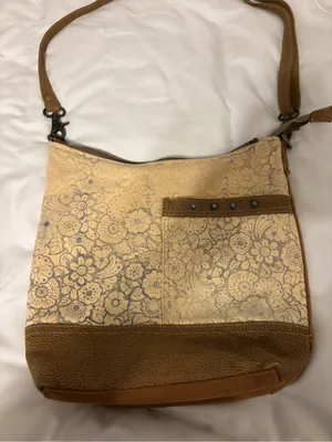 👜 Myra Bag Floral Canvas & Faux Leather Crossbody Shoulder Bag Boho Western thumbnail 1