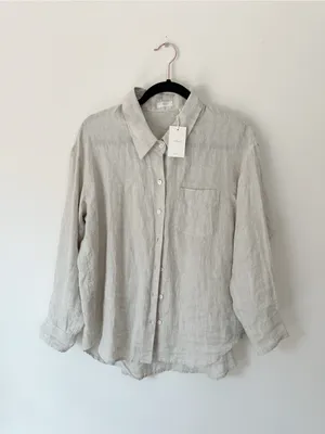 Aritzia Wilfred Reminisce Relaxed Linen Shirt Oversized Undyed Ecru thumbnail 10