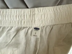 Old Navy White Wide-Leg Drawstring Pants thumbnail 3