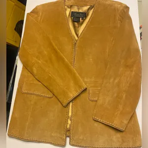 Terry Lewis Classic Luxuries Women's Tan Suede Jacket Lined GORGEOUS- Size L thumbnail 5