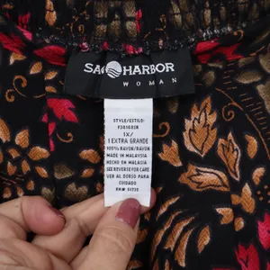 Sag Harbor Skirt Womens 1X Black Red Floral Herringbone Midi NWT thumbnail 2