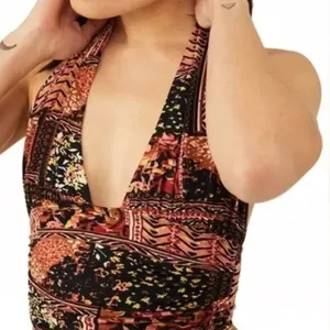 NWT Free People Heather Halter Cropped Viscose M Boho Summer Retro Chic thumbnail 2