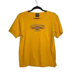 Harley Davidson Tee 2005 Texas Graphic 100% Cotton Mustard Yellow thumbnail 1