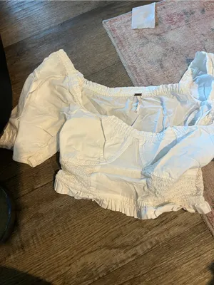 Free people White Puff-Sleeve Cropped Top thumbnail 6