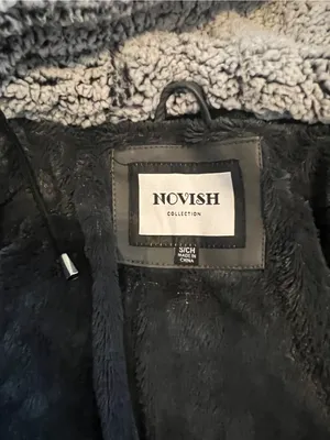Novish Womens Gray Faux Leather Jacket with Sherpa Hood thumbnail 13