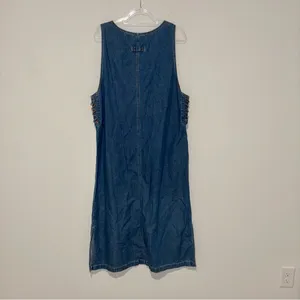 Erika & Co Denim vintage‎ lace up patch pocket Dress Size XL thumbnail 2
