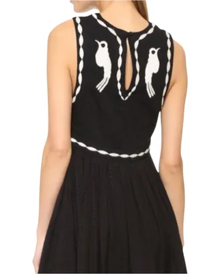 Free People "Birds of a Feather" Embroidered Mini Dress in black Size 0 thumbnail 9