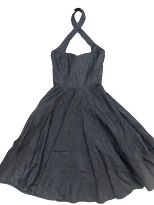Collectif Black Cross-Neck Fit-and-Flare Midi Dress thumbnail 3