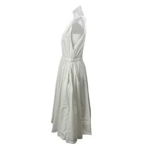 J.Crew Womens White Sleeveless Round Neck Pleated Fit & Flare Midi Dress Size 10 thumbnail 2