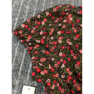 AEROPOSTALE Floral Crop Top Women XL Black Pink Smocked V-Neck Puff‎ Sleeve NWT thumbnail 13