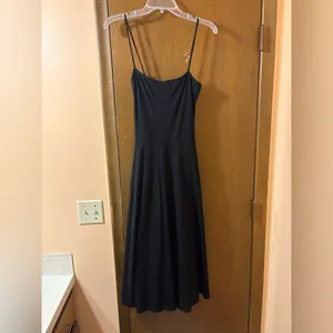 Reformation Black Ribbed Midi Dress thumbnail 2
