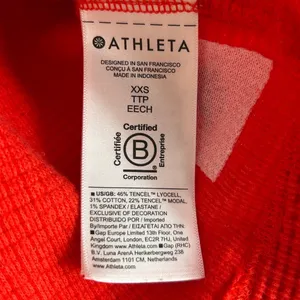 Athleta Womens Red Waffle Knit‎ Oversied Baggy Cropped Hoodie Sweatshirt XXS thumbnail 5