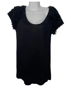 BCBGMAXAZRIA Feather Ruffle Sleeve Jersey Knit Dress L Whimsygoth Witchy Fairy thumbnail 1