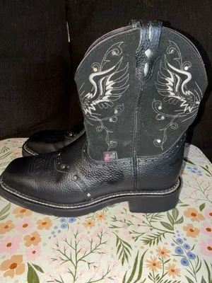 Justin Women’s Black Leather Western Boots US Size 7.5 thumbnail 3