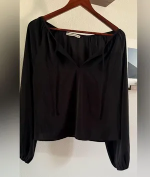 Abercrombie & Fitch Black Tie Front Blouse with Sailor Collar thumbnail 3