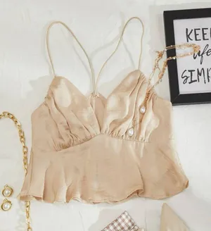SheIn NWOT champagne gold ruched bust cami top thumbnail 1